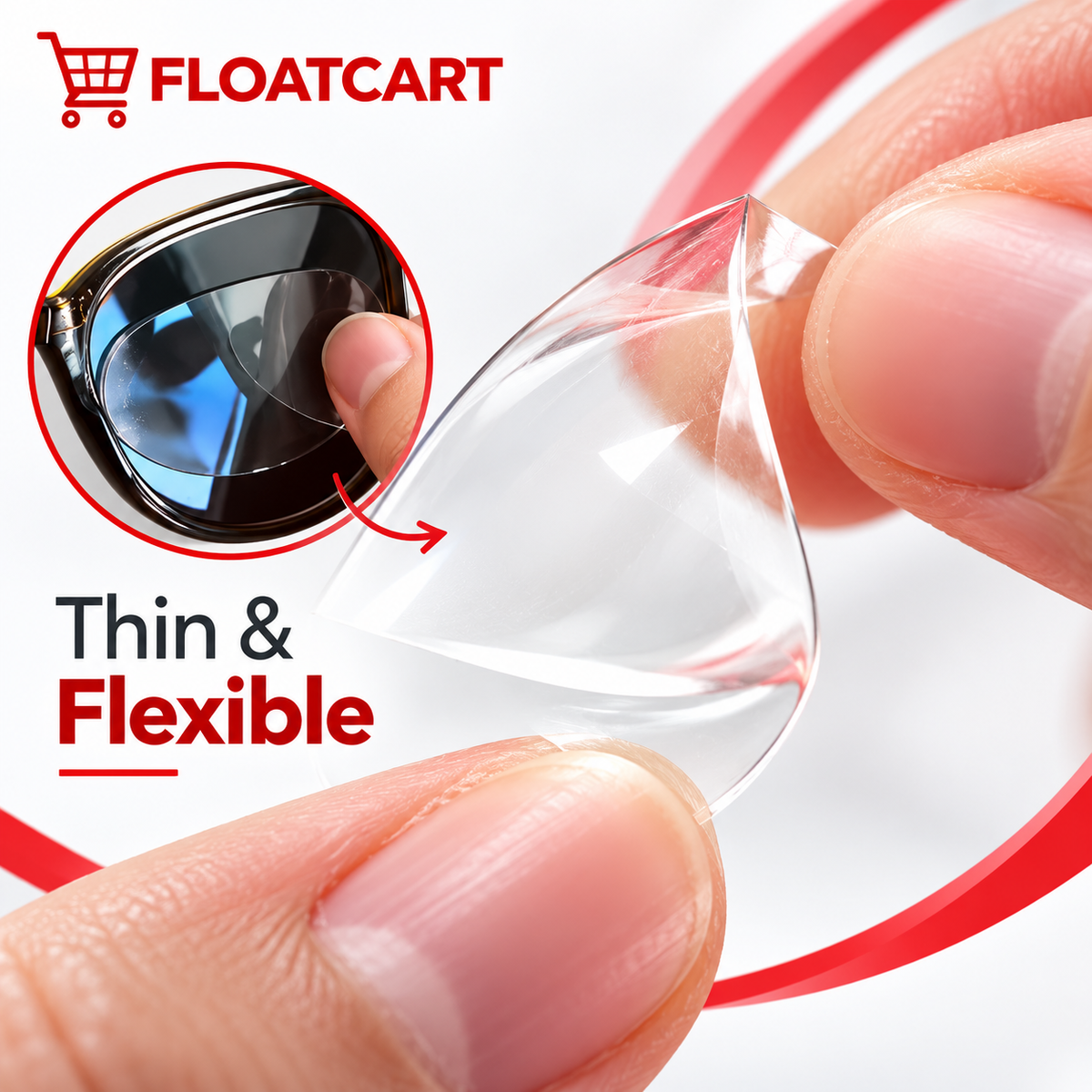 FLOATCART TRANSPARENT STICK-ON SUNGLASSES LENS FILM – PACK OF 2
