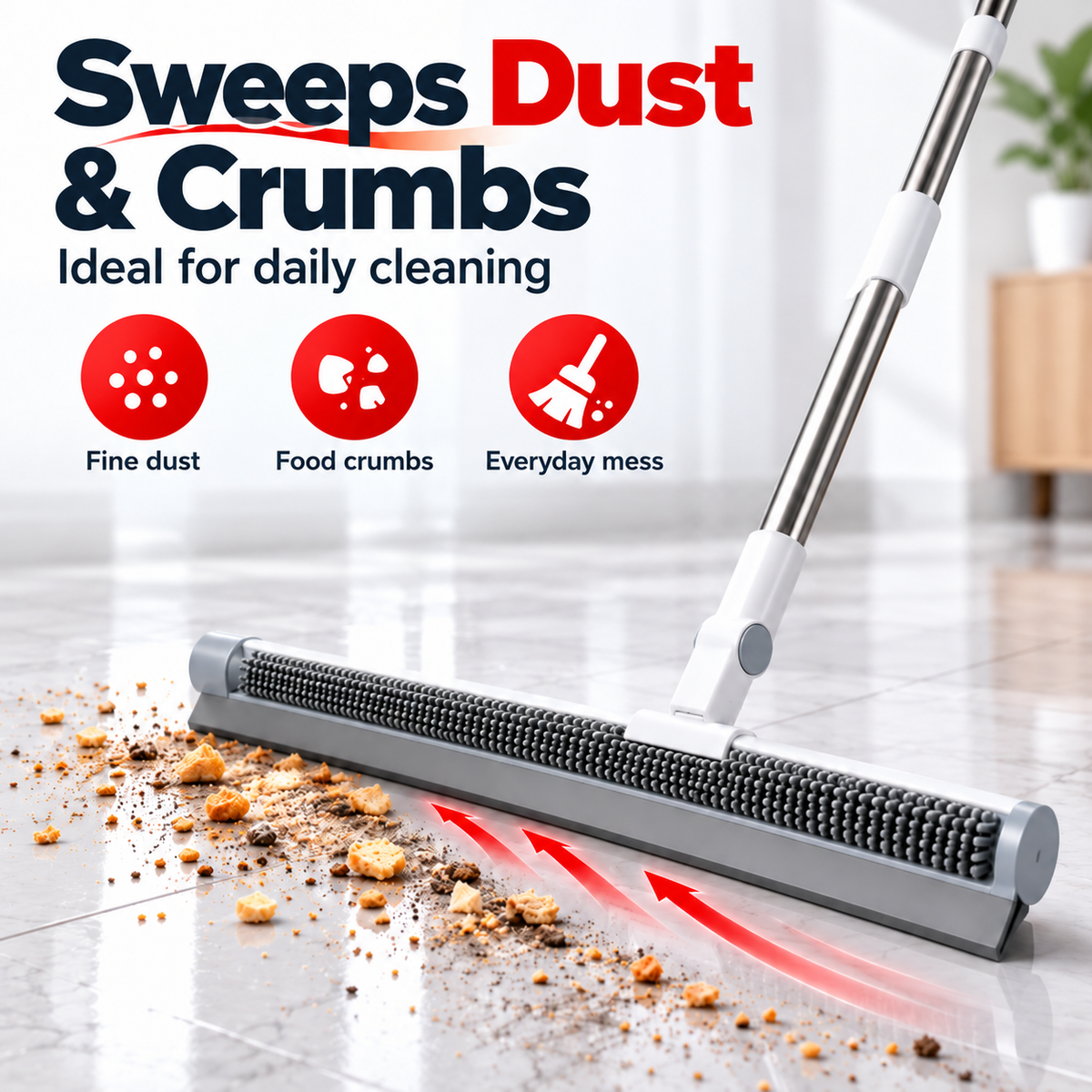 4 IN 1 FLOOR CLEANER RUBBER BURSH WITH WIPER - ONE SET