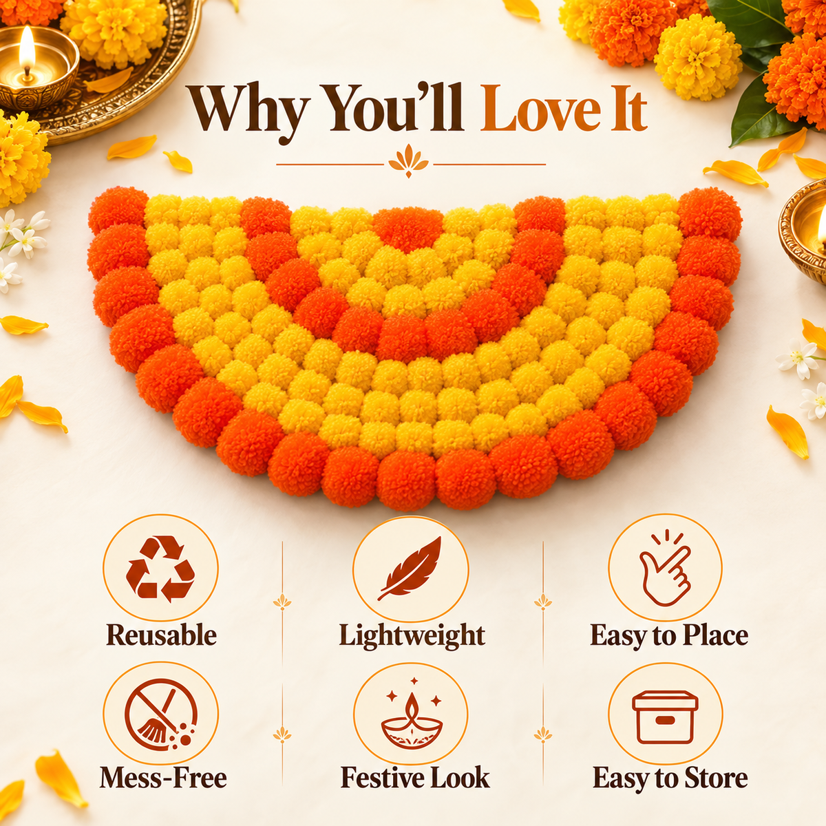 FestiveBloom Reusable Rangoli Set – 10 Pieces