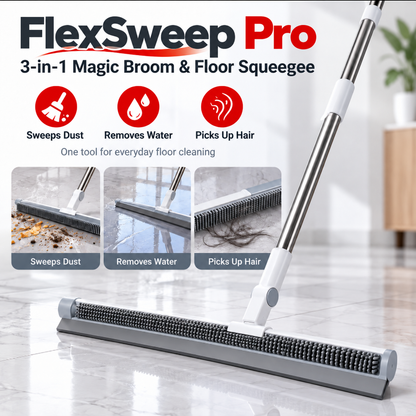 4 IN 1 FLOOR CLEANER RUBBER BURSH WITH WIPER - ONE SET
