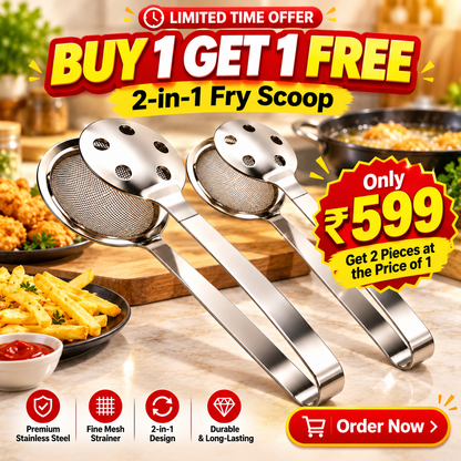 STAINLESS STEEL 2 IN 1 FRYING SCOOP - PACK OF 2 COMBO