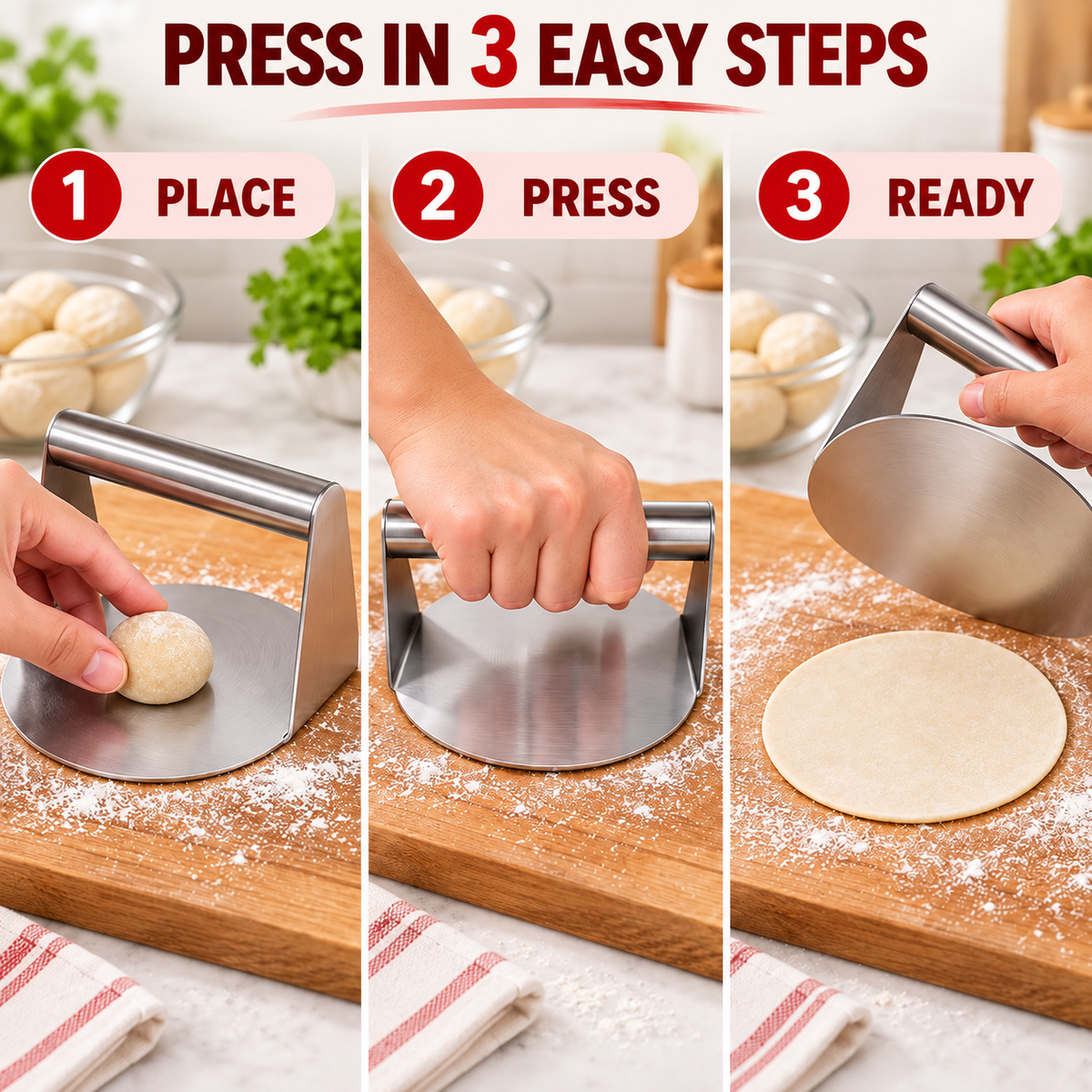 stainless steel roti & puri dough press