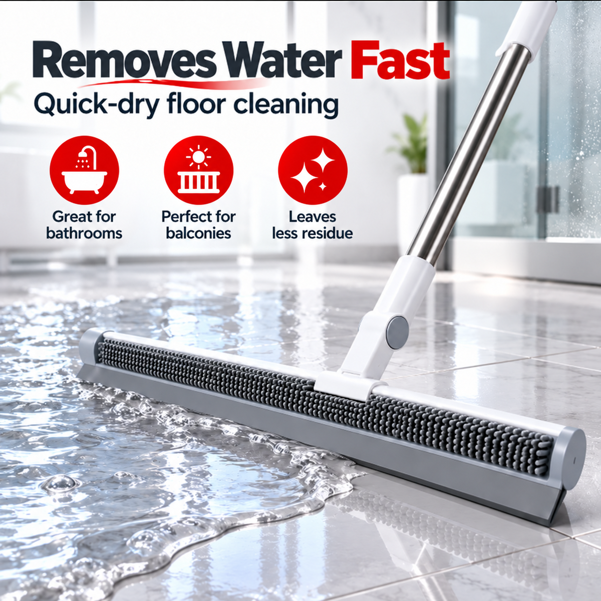 4 IN 1 FLOOR CLEANER RUBBER BURSH WITH WIPER - ONE SET