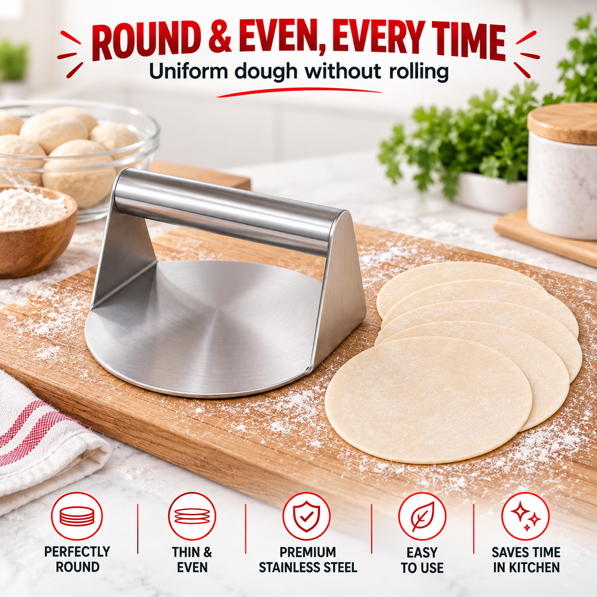 stainless steel roti & puri dough press