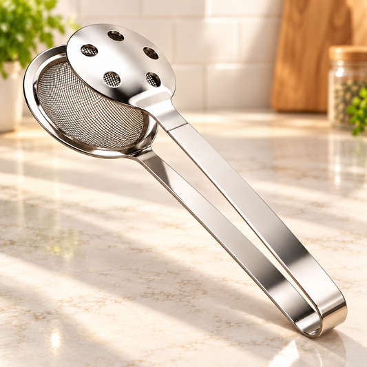 STAINLESS STEEL 2 IN 1 FRYING SCOOP - PACK OF 2 COMBO
